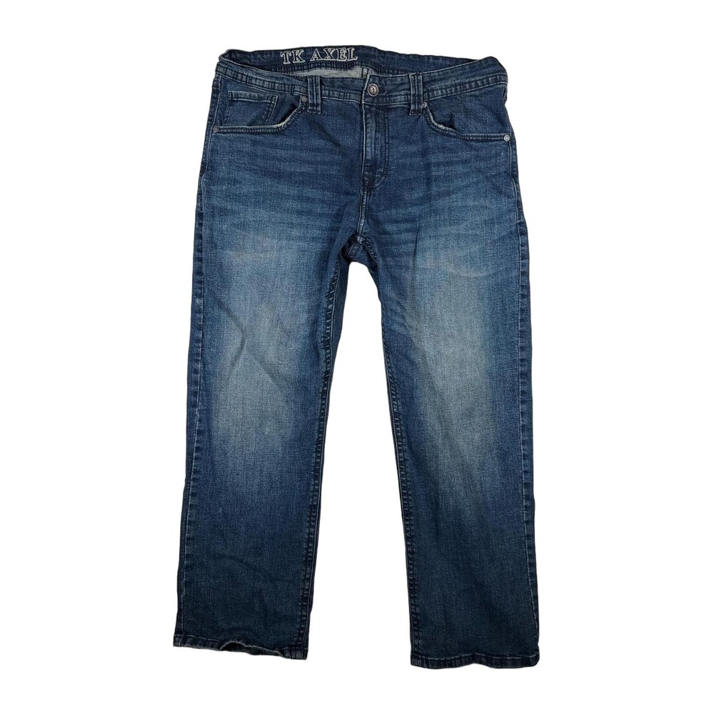 TK Axel Mens Blue Wash Denim Jeans Straight Fit Size 38x30